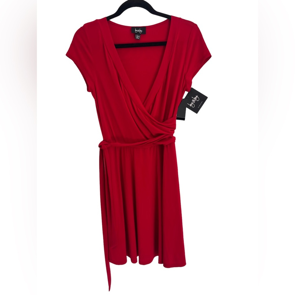 NWT By & By Junior’s Shorts Sleeves Dress. Color Red Size L
